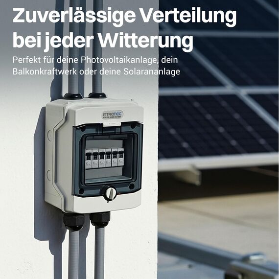 Intratec Verteilerkasten Aufputz 1 reihig – IP65 Sicherungskasten für 6 Module – Feuchtraum Verteiler für Garten, Keller, Garage & Außenbereich – 400VAC 1500VDC Kleinverteiler, 201 x 165 x 120 mm