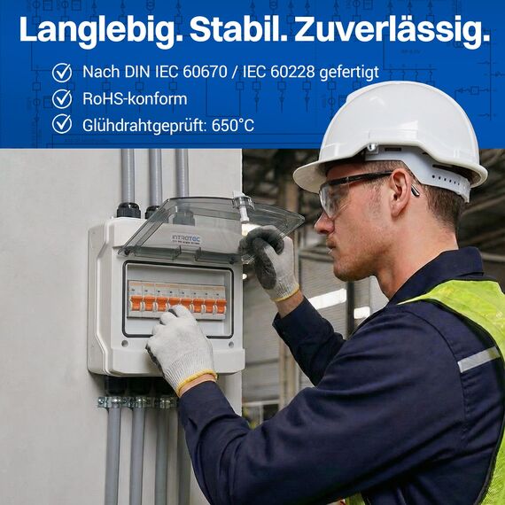 Intratec Verteilerkasten Aufputz 1 reihig – IP65 Sicherungskasten für 8 Module – Feuchtraum Verteiler für Garten, Keller, Garage & Außenbereich – 400VAC 1500VDC Kleinverteiler, 202 x 201 x 120 mm