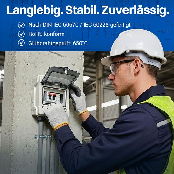 Intratec Verteilerkasten Aufputz 1 reihig – IP65 Sicherungskasten für 6 Module – Feuchtraum Verteiler für Garten, Keller, Garage & Außenbereich – 400VAC 1500VDC Kleinverteiler, 201 x 165 x 120 mm