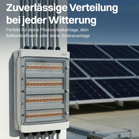Intratec Verteilerkasten Aufputz 4 reihig – IP65 Sicherungskasten für 48 Module – Feuchtraum Verteiler für Garten, Keller, Garage & Außenbereich – 400VAC 1500VDC Kleinverteiler, 663 x 319 x 144 mm