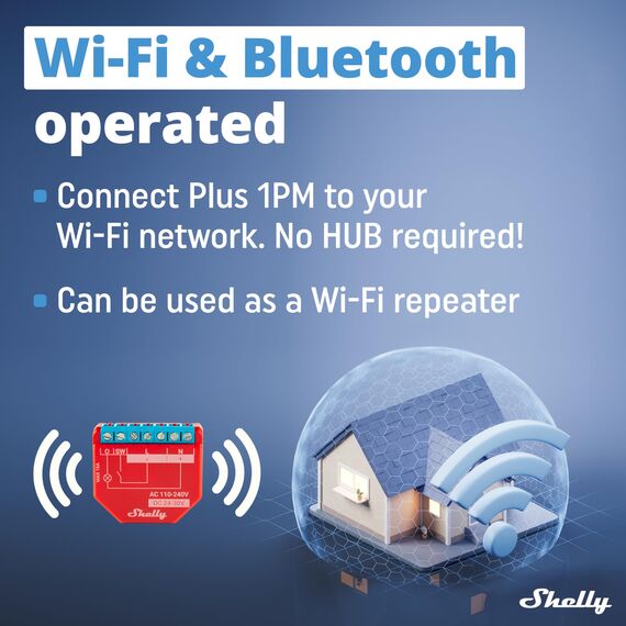 Shelly Plus 1PM | WLAN & Bluetooth Relais Schalter mit Strommessung - 16A | Lichtsteuerung | Funktioniert mit Alexa & Google Home | iOS- & Android-App | Kein Hub erforderlich (Packung mit 2)