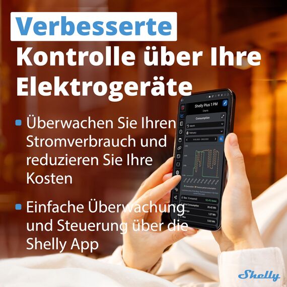 Shelly Plus 1PM | WLAN & Bluetooth Relais Schalter mit Strommessung | Smart Home | Lichtsteuerung | Funktioniert mit Alexa & Google Home | iOS- & Android-App | Kein Hub erforderlich (4 Pack)