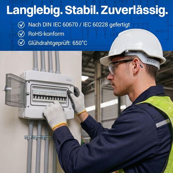 Intratec Verteilerkasten Aufputz 1 reihig – IP65 Sicherungskasten für 12 Module – Feuchtraum Verteiler für Garten, Keller, Garage & Außenbereich – 400VAC 1500VDC Kleinverteiler, 318 x 259 x 144 mm