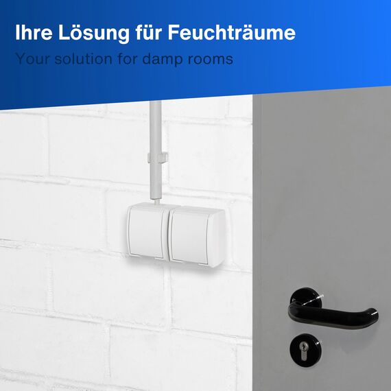 REV AquaForm, Doppelsteckdose-Feuchtraumsteckdose, IP44, einpolig, Aufputz, weiß