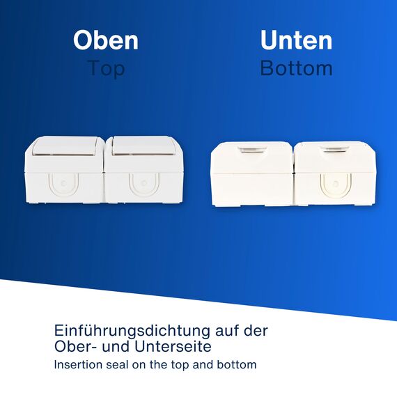 REV AquaForm, Doppelsteckdose-Feuchtraumsteckdose, IP44, einpolig, Aufputz, weiß