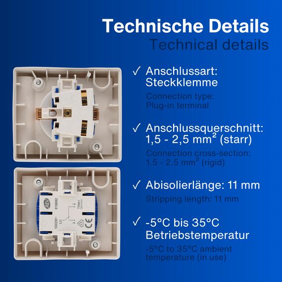 REV AquaForm, Lichtschalter mit Steckdose, IP44, einpolig, Aufputz, weiß