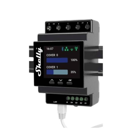 Shelly Pro Dual Cover/Shutter PM | LAN & WLAN-Professioneller DIN-Schienen Smart Jalousien Controller - 16 A | Hausautomation | Kein Hub Erforderlich | Alexa & Google Home | Leistungsmessung