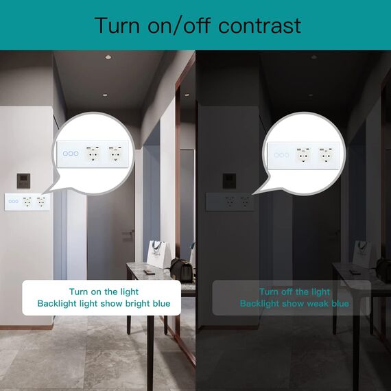BSEED Touch Lichtschalter 3 Fach 2 Wege mit Doppelt USB C Steckdose aus Glas, Modern Steckdosen Wandschalter Unterputz (Kein Neutralleiter erforderlich), Kein WLAN, 228mm Weiß