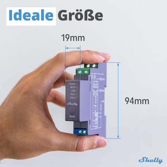 Shelly Pro 2 | LAN & WLAN 2-Kanal DIN-Schienen Relais Schalter - 25A | Potentialfreie Kontakte | Alexa & Google Home | iOS Android App | Lichtsteuerung | Fernsteuerung | Wasserverteiler
