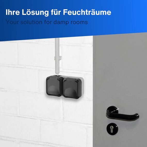 REV AquaStorm SPARSET - 5x Doppelsteckdose - Steckdose Feuchtraum IP55, zweipolig, Aufputz, waagrecht, 230V, 16A, anthrazit