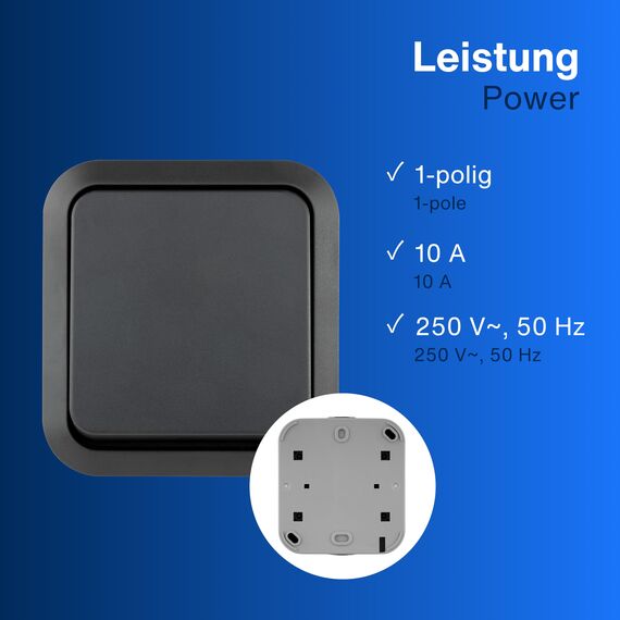 REV AquaStorm SPARSET - 10x Wechselschalter - Lichtschalter Feuchtraum IP55, Aufputz, 230V, 10A, anthrazit