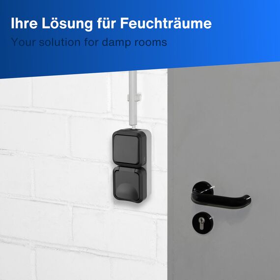 REV AquaStorm SPARSET - 5x Steckdose mit Lichtschalter - Feuchtraum, Aufputz, IP55, senkrecht, 230V, 16A, anthrazit