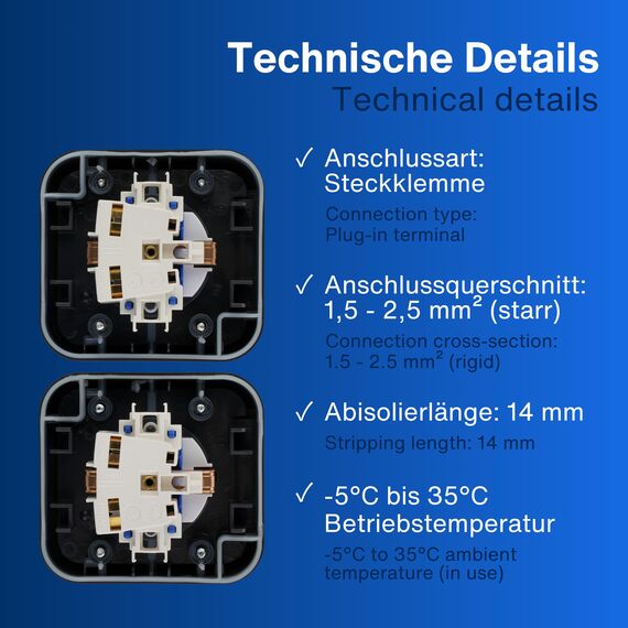 REV AquaStorm, Feuchtraum Steckdose 2-fach Aufputz IP55, zweipolig, waagrecht, 230V, 16A, anthrazit