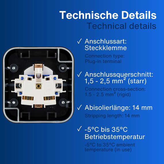 REV AquaStorm, Steckdose 1-fach, Feuchtraum, IP55 zweipolig, Aufputz, 230V, 16A, anthrazit