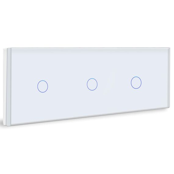 BSEED Touch Lichtschalter Dreifach1 Fach 1 Weg Glas Lichtschalter weiß Led Touch Schalter Touchscreen Funktioniert mit LED Lampe 228mm EU Standard