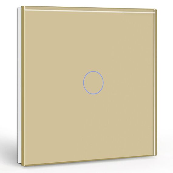 BSEED Touch-Schalter, 1 Gang, 1 Weg, Gold, Lichtschalter mit LED-Anzeige, Touch-Schalter mit Sensor, Kristallglas, kein neutraler Draht