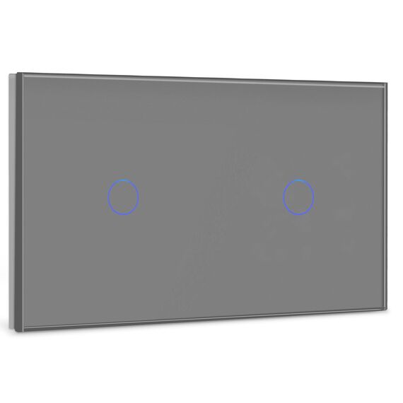 BSEED Touch Lichtschalter 1 Fach 1 Weg mit 1 Fach 2 Wege Glas Lichtschalter Grau Led Touch Schalter Touchscreen Funktioniert mit LED Lampe 157mm EU Standard