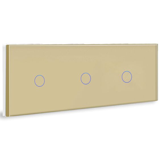 BSEED Touch Lichtschalter 1 Fach 1 Weg Dreifach Glas Lichtschalter Gold Led Touch Schalter Touchscreen Funktioniert mit LED Lampe 228mm EU Standard