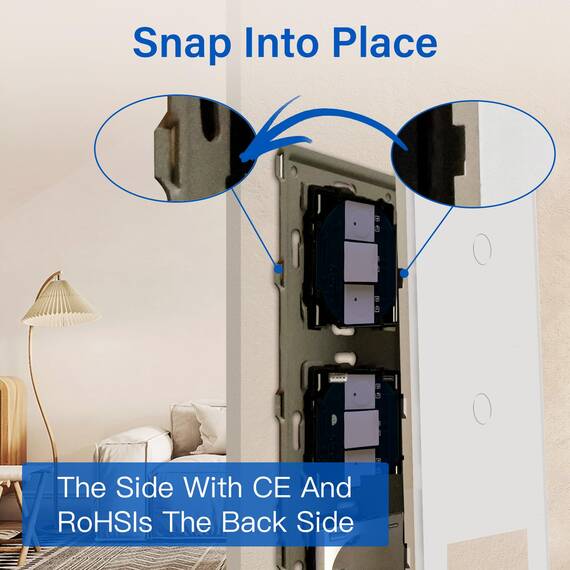 BSEED Touch Lichtschalter mit Steckdosen doppelte 1 Fach 1 Weg Wandschalter mit einer USB Steckdose Anschluss (Max. 2.1A) Typ C Port Unterputz Touchscreen-schalter mit Glasrahmen 228mm Weiß