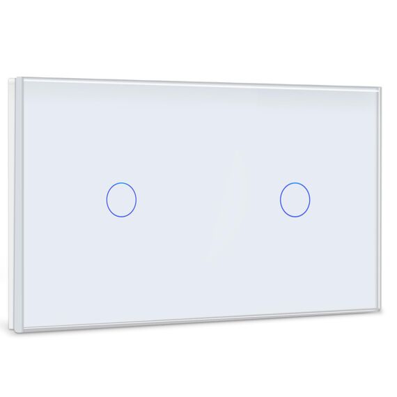 BSEED Touch Lichtschalter 1 Fach 2 Wege mit 1 Fach 2 Wege Glas Lichtschalter Weiß Led Touch Schalter Touchscreen Funktioniert mit LED Lampe 157mm EU Standard