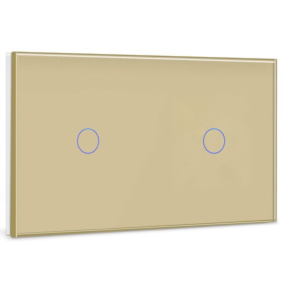 BSEED Touch Lichtschalter 1 Fach 2 Wege mit 1 Fach 2 Wege Glas Lichtschalter Gold Led Touch Schalter Touchscreen Funktioniert mit LED Lampe 157mm EU Standard