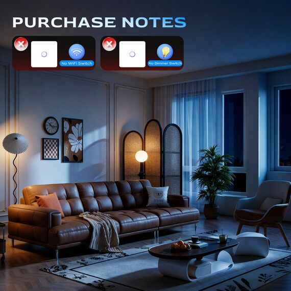 BSEED Lichtschalter 1 Fach 2 Weg Wandschalter gehärtetes Glas Touchscreen-schalter 86mm Unterputzschalter Weiß - 2 pack(Nicht Smart Schalter)