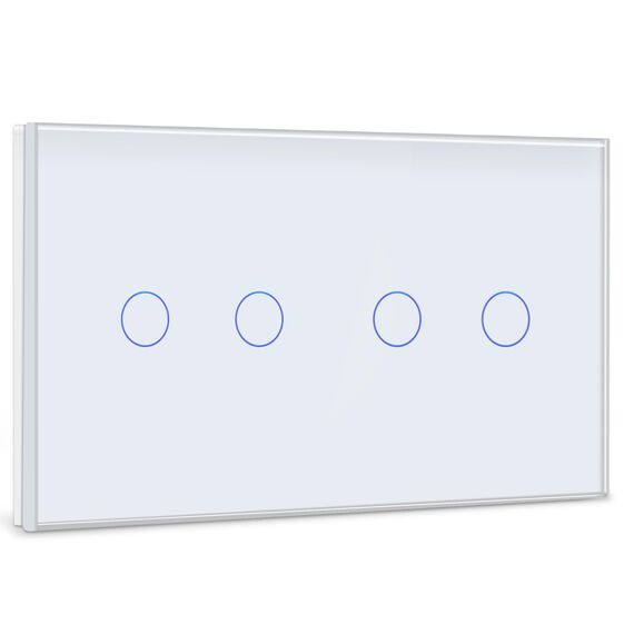 BSEED Touch Lichtschalter 2 Fach 2 Wege mit 2 Fach 2 Wege Glas Lichtschalter Weiß Led Touch Schalter Touchscreen Kompatibel mit LED Lampe 157mm EU Standard