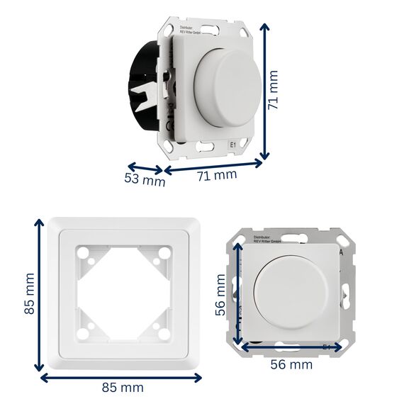 REV PrimaLuxe Dimmer - Lichtschalter für LED Lampen 5-100W und Glühlampen 5-300W, weiß