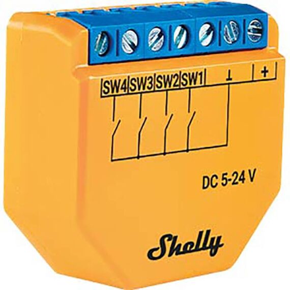 Shelly Plus i4 DC | WLAN-Smart-Controller | 4 digitalen Eingängen Relay Schalter | Hausautomation | Alexa & Google | iOS & Android| Kein Hub erforderlich | Fernsteuerung | Smarte Beleuchtung
