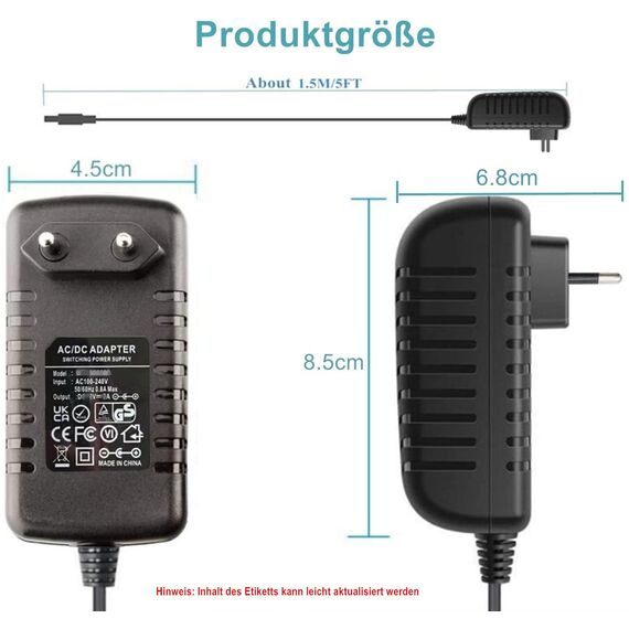 ZUOKENZU AC Adapter 9V 2A Netzteil AC220V zu DC9V 500mA 1000mA 1500mA 2000mA Leistungstreiber 5,5mm mit 8 DC Steckeradaptern Konverter Wechselrichter Ladegerät Transformator AC-DC Adapter (DC9V~2A)