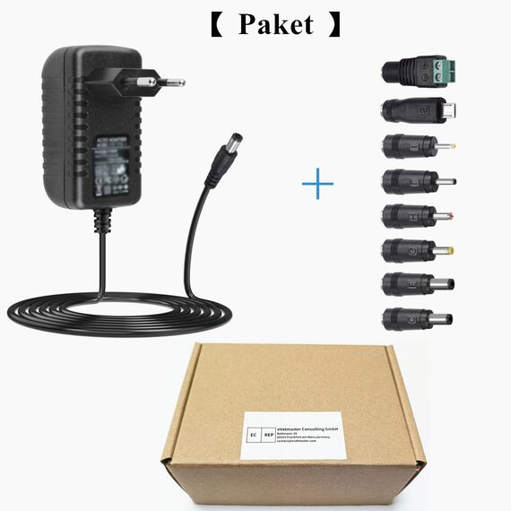 ZUOKENZU AC Adapter 12V 2A Netzteil AC220V zu DC12V 500mA 1000mA 1500mA 2000mA Leistungstreiber 5,5mm mit 8 DC Steckeradaptern Wechselrichter Ladegerät Transformator AC-DC Adapter (DC12V~2A)