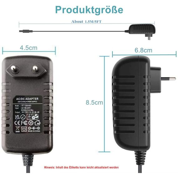 ZUOKENZU AC Adapter 24V 1A Netzteil AC220V zu DC24V 500mA 1000mA Leistungstreiber 5,5mm mit 8 DC Steckeradaptern Konverter Wechselrichter Ladegerät Transformator AC-DC Adapter (DC24V~1A)