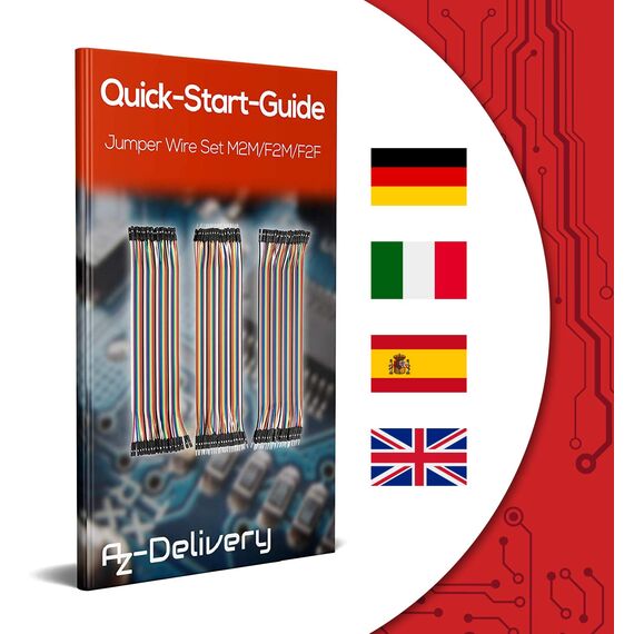 AZDelivery Jumper Wire Kabel 3 x 40 STK. je 20 cm M2M/ F2M / F2F kompatibel mit Arduino und Raspberry Pi Breadboard inklusive E-Book!