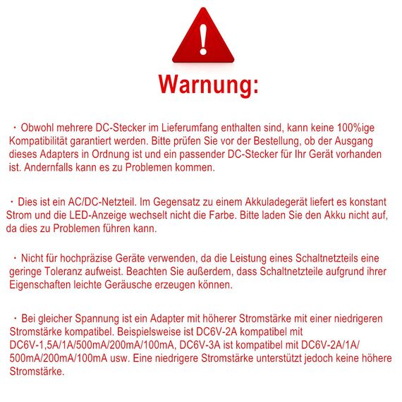 ZUOKENZU Netzteil 6V 2A Netzteil mit 8 DC Stecker Adapter AC230V 240V auf DC6V 500mA 1000mA 1500mA Netzteil für digitales Blutdruckmessgerät 6Volt Ladegerät Wechselrichter AC-DC Adapter (DC6V~2A)
