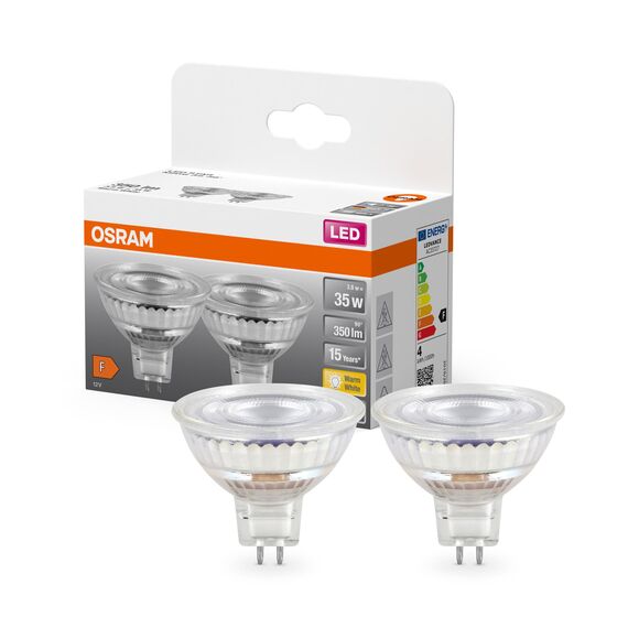 Osram Star Reflektor LED-Lampe für GU5.3-Sockel, klares Glas,Warmweiß (2700K), 345 Lumen, Ersatz für herkömmliche 35W-Leuchtmittel, nicht dimmbar, Double-Pack
