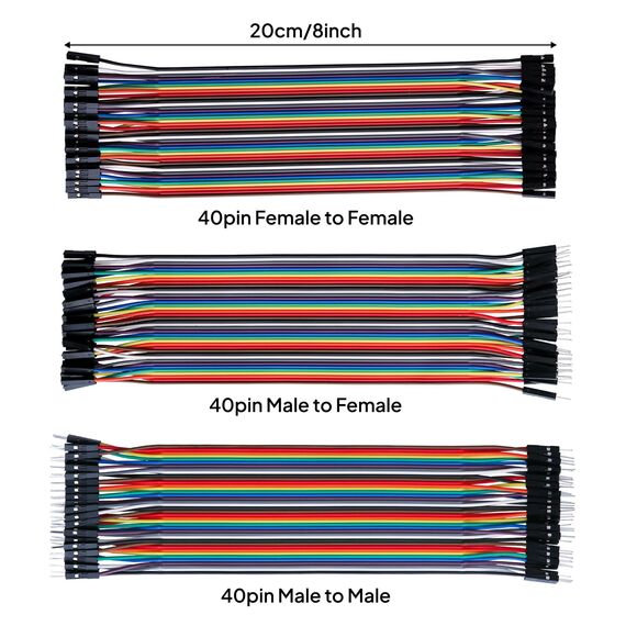 ELEGOO Jumper Wire 40 x 20cm Kabel Steckbrücken 28AWG Drahtbrücken für Arduino (3er Set)