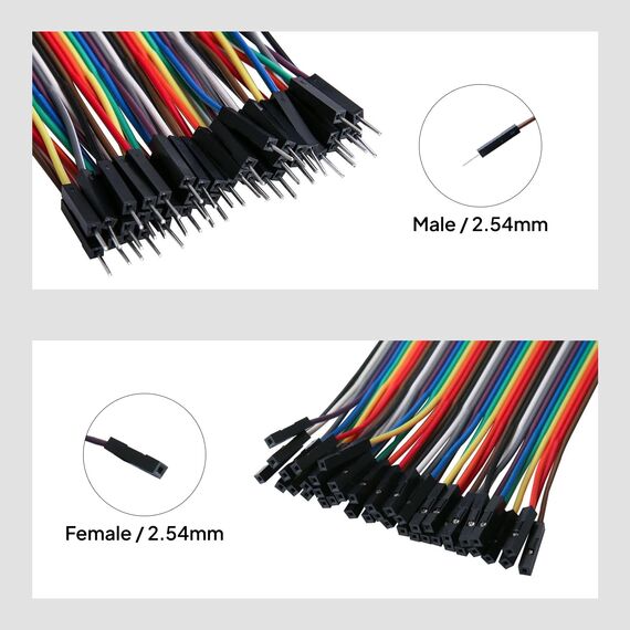 ELEGOO Jumper Wire 40 x 20cm Kabel Steckbrücken 28AWG Drahtbrücken für Arduino (3er Set)