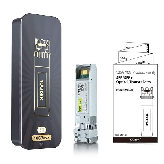 10Gtek 2-Stück 10Gb SFP+ SR Multimode Modul, 10GBase-SR LC Transceiver Kompatibel für Cisco SFP-10G-SR, Meraki, Mikrotik, Ubiquiti UniFi, Netgear, Zyxel, D-Link, TP-Link, Open Switch