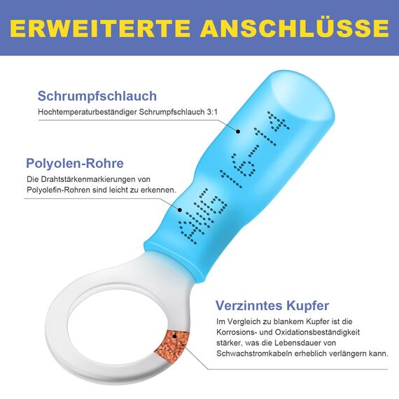haisstronica 280-teiliges Schrumpfkabelverbinder-Set in Marinequalität, elektrische Verbinder aus verzinntem Rotkupfer, Crimp-isolierte Ringgabel-Spaten-Stoßverbinder, 16–14, 22–16, 12–10 Gauge