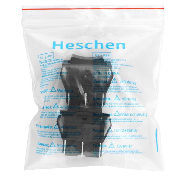 Heschen Kippschalter Ein-Aus-Ein, DPDT, 6 Endpunkte, 16 A 250 VAC, Schwarz, 2 Stück