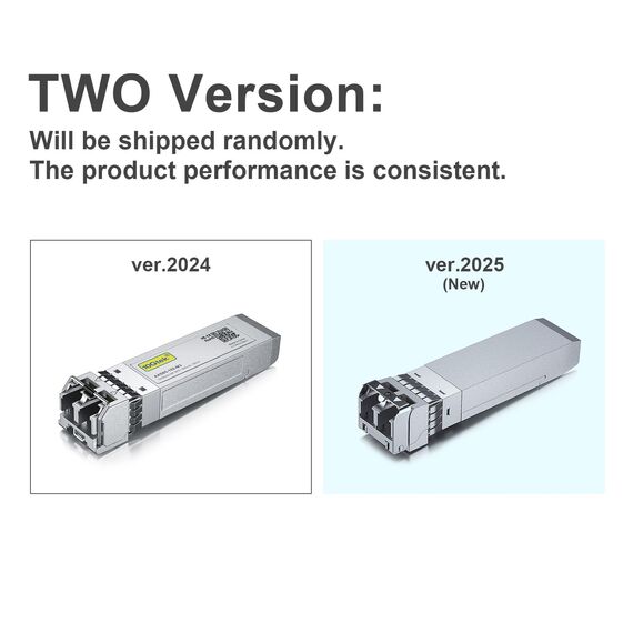 10Gtek 2-Stück 10Gb SFP+ SR Multimode Modul, 10GBase-SR LC Transceiver Kompatibel für Cisco SFP-10G-SR, Meraki, Mikrotik, Ubiquiti UniFi, Netgear, Zyxel, D-Link, TP-Link, Open Switch