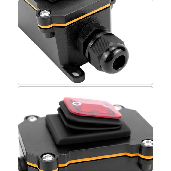 QWORK® IP65 wasserdichter Inline-Kabelschalter mit roter Kontrollleuchte, 220V 30A, DPST-Wippschalter, Dual-Positions Ein/Aus Wippschalter