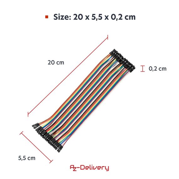 AZDelivery 5 x Jumper Wire Kabel 3 x 40 STK. je 20 cm M2M/ F2M / F2F kompatibel mit Arduino und Raspberry Pi Breadboard inklusive E-Book!
