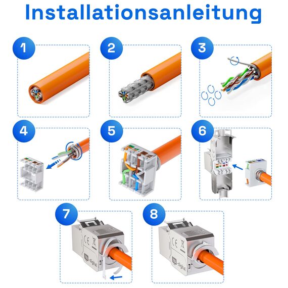 HB-DIGITAL 16x CAT 6a Keystone RJ45 Modul Buchse für starre LAN Kabel - GHMT Zertifiziert - 10 Gbit/s AWG 23-26 werkzeuglos LSA vollgeschirmt STP vergoldete Kontakte für Patchpanel Netzwerkdose