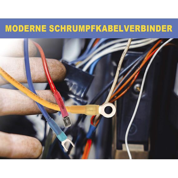 haisstronica 280-teiliges Schrumpfkabelverbinder-Set in Marinequalität, elektrische Verbinder aus verzinntem Rotkupfer, Crimp-isolierte Ringgabel-Spaten-Stoßverbinder, 16–14, 22–16, 12–10 Gauge