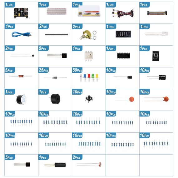 Miuzei Starter Kit Breadboard Set Kompatibel mit Arduino Einschließlich Stromversorgungsmodul Jumper Kabel Widerstand Sortiment Steckbrett Led Dioden Set für Anfänger Elektronik Bausa