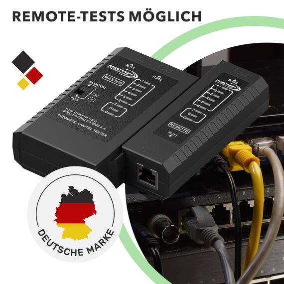 RedStar24 Netzwerktester - Lan Kabeltester mit RJ11, RJ12, RJ45 für Patchkabel - Prüf-LEDs zum präzisen Testen und Überprüfen von LAN und Netzwerkkabel - Ideal für Patchkabel- und Leitungstests