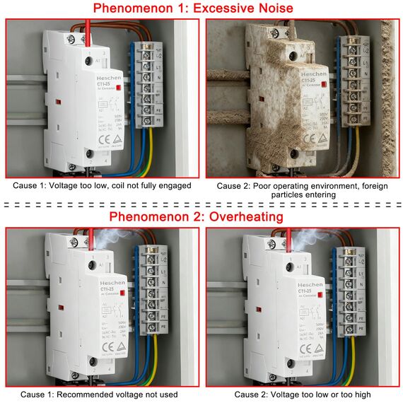 Heschen Haushalts-Wechselstromschütz, HS1-25, 2-polig, 1NO, 1NC, AC 220 V/240 V Spulenspannung, 35mm DIN-Schienenhalterung, CE-TUV-Liste
