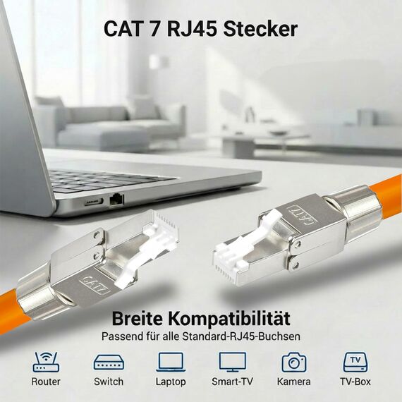 24x CAT 7 RJ45 Stecker 10 GBit/s 600 MHz Netzwerkstecker werkzeuglos PoE für CAT8 CAT7A CAT7 CAT6A Netzwerkkabel Verlegekabel Installationskabel AWG 22-24 LAN Kabel Crimpstecker Vergoldete Kontakte