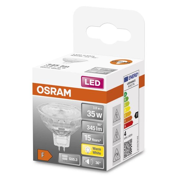 Osram Star Reflektor LED-Lampe für GU5.3-Sockel, klares Glas,Warmweiß (2700K), 345 Lumen, Ersatz für herkömmliche 35W-Leuchtmittel, nicht dimmbar, Single-Pack, Warmweiß (Packung mit 2)